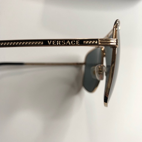 Versace Medusa Focus Gold and Dark Grey Rectangular Sunglasses VE2242 ~ NIB! - Picture 5 of 8